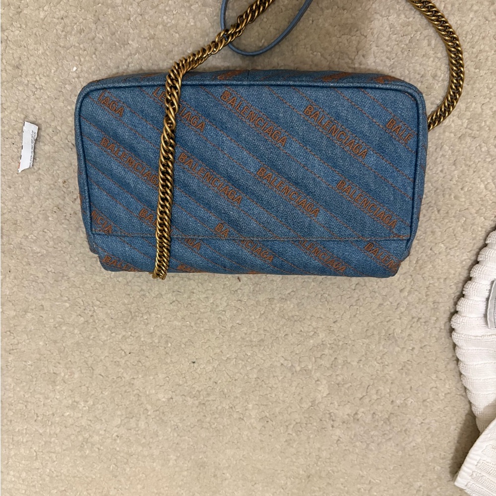 Balenciaga Blue and Gold Clutch with Chain Strap - Picture 2 of 3